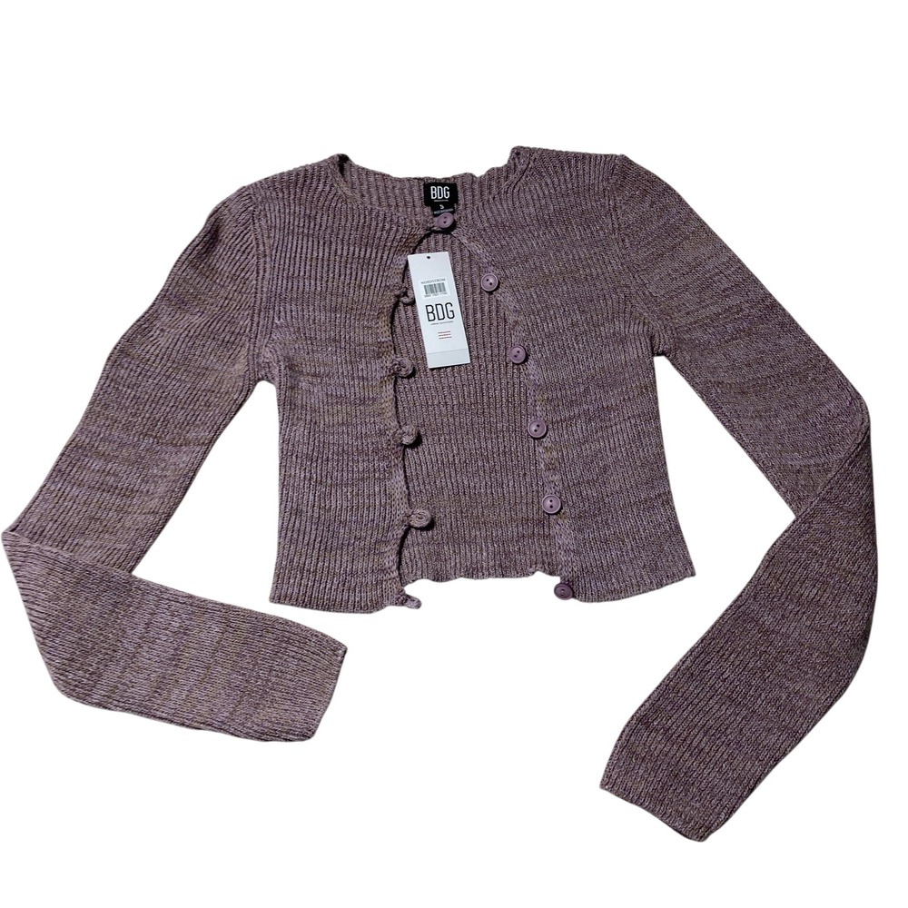 BDG Urban Outfitters Purple Knit Cardigan Cropped Button‎ Up Sweater Size S